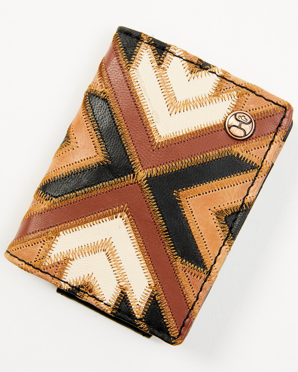 Hooey Men's Patchwork Bi-Fold Money Clip Wallet