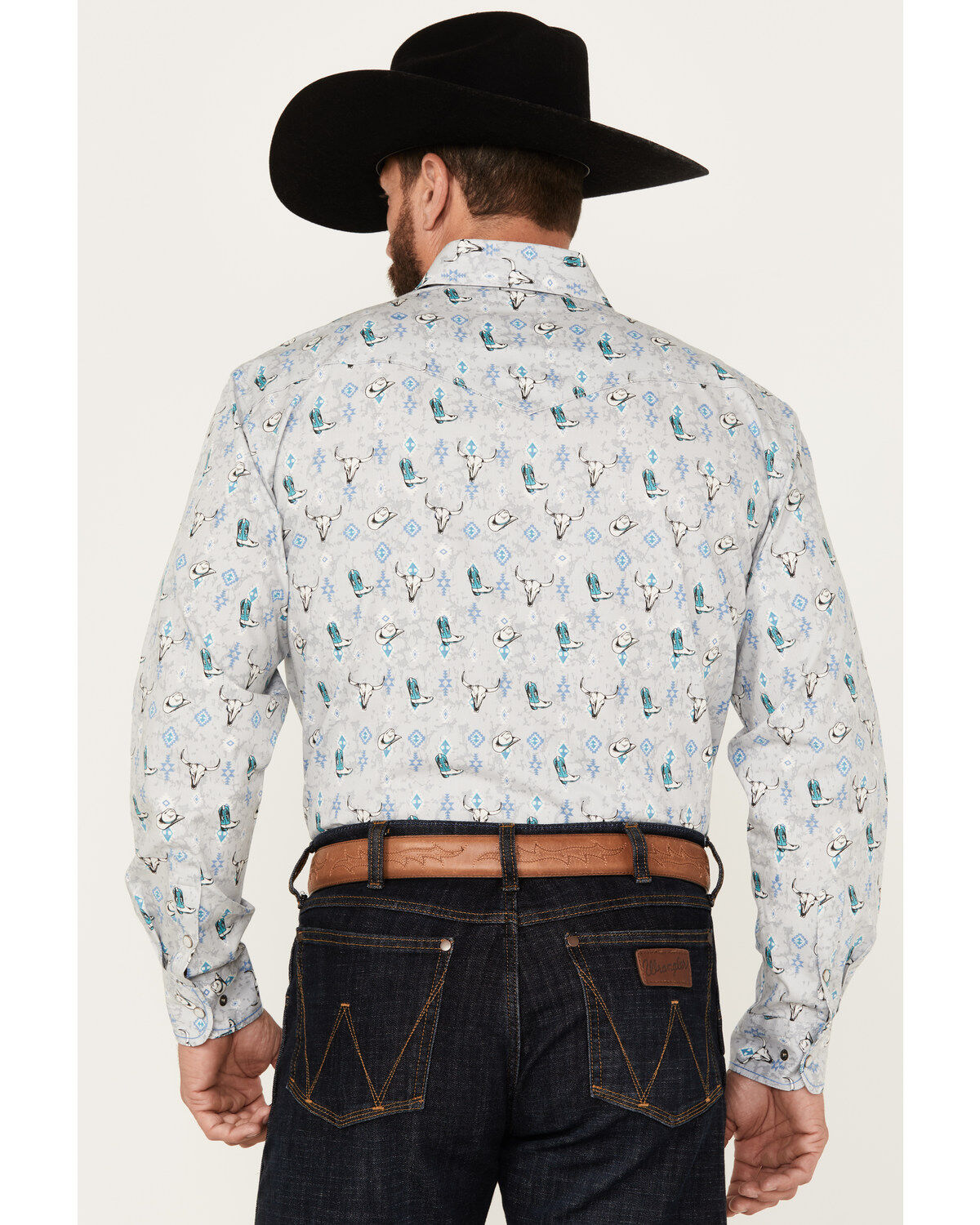 Rough Stock by Panhandle Men's Novelty Print Long Sleeve Snap Western Shirt