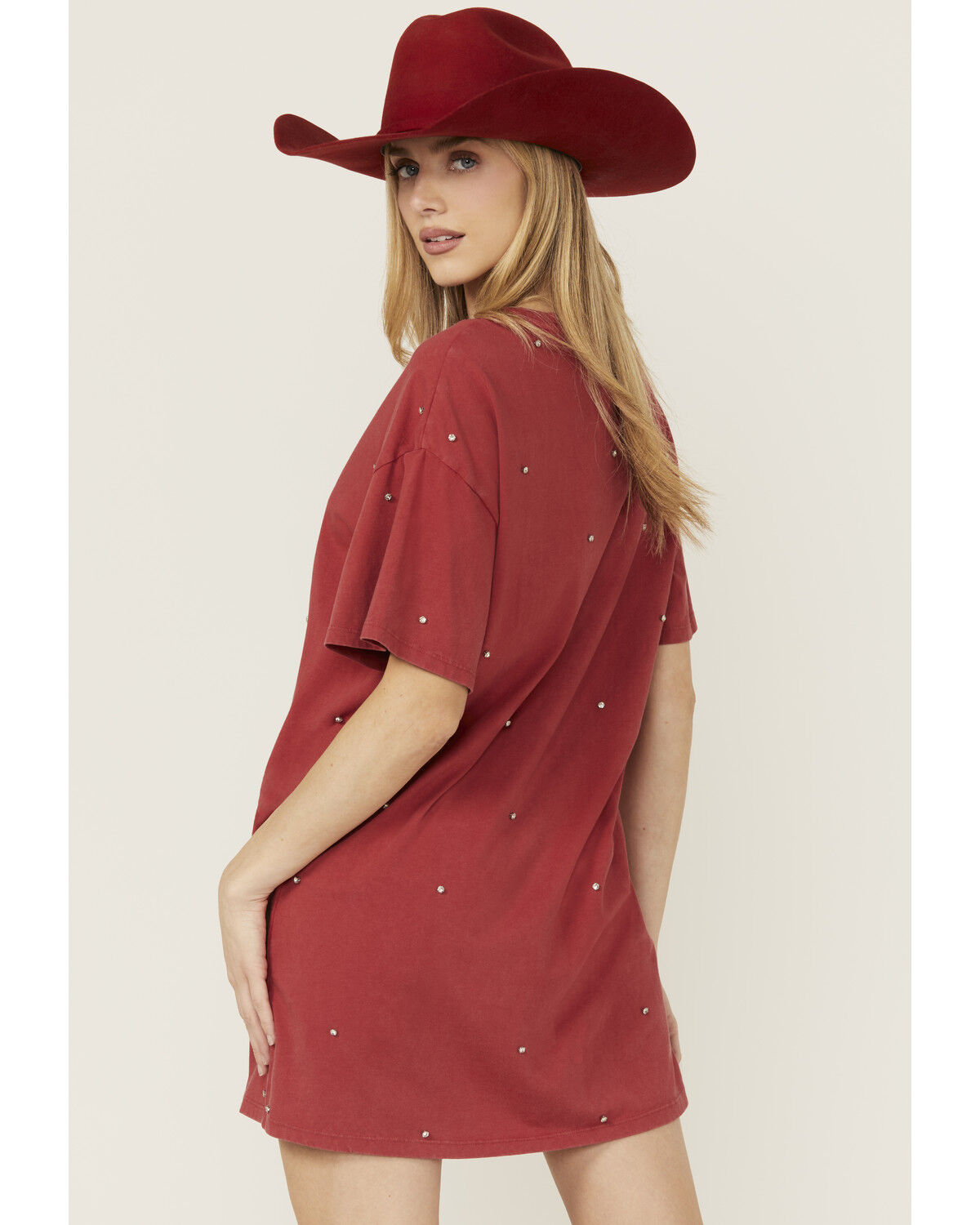 Rock & Roll Denim Women's Rhinestone Short Sleeve T-Shirt Mini Dress