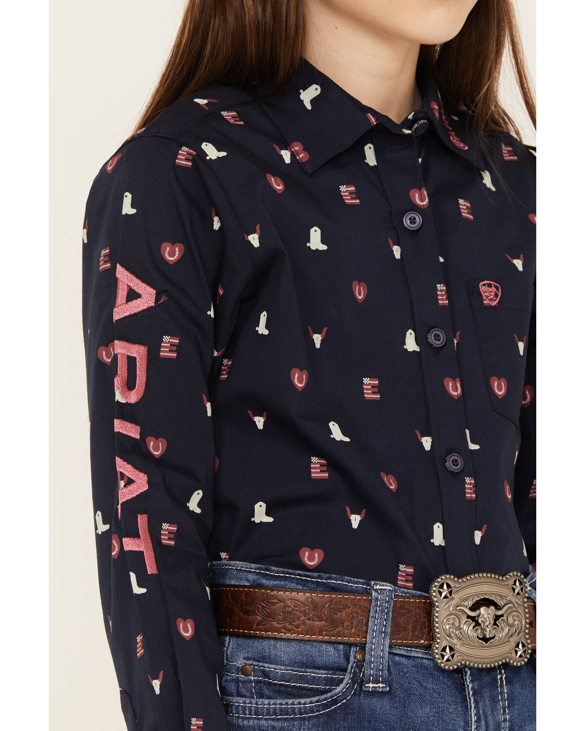 Ariat Girls' Team Kirby Long Sleeve Button Down Western Shirt