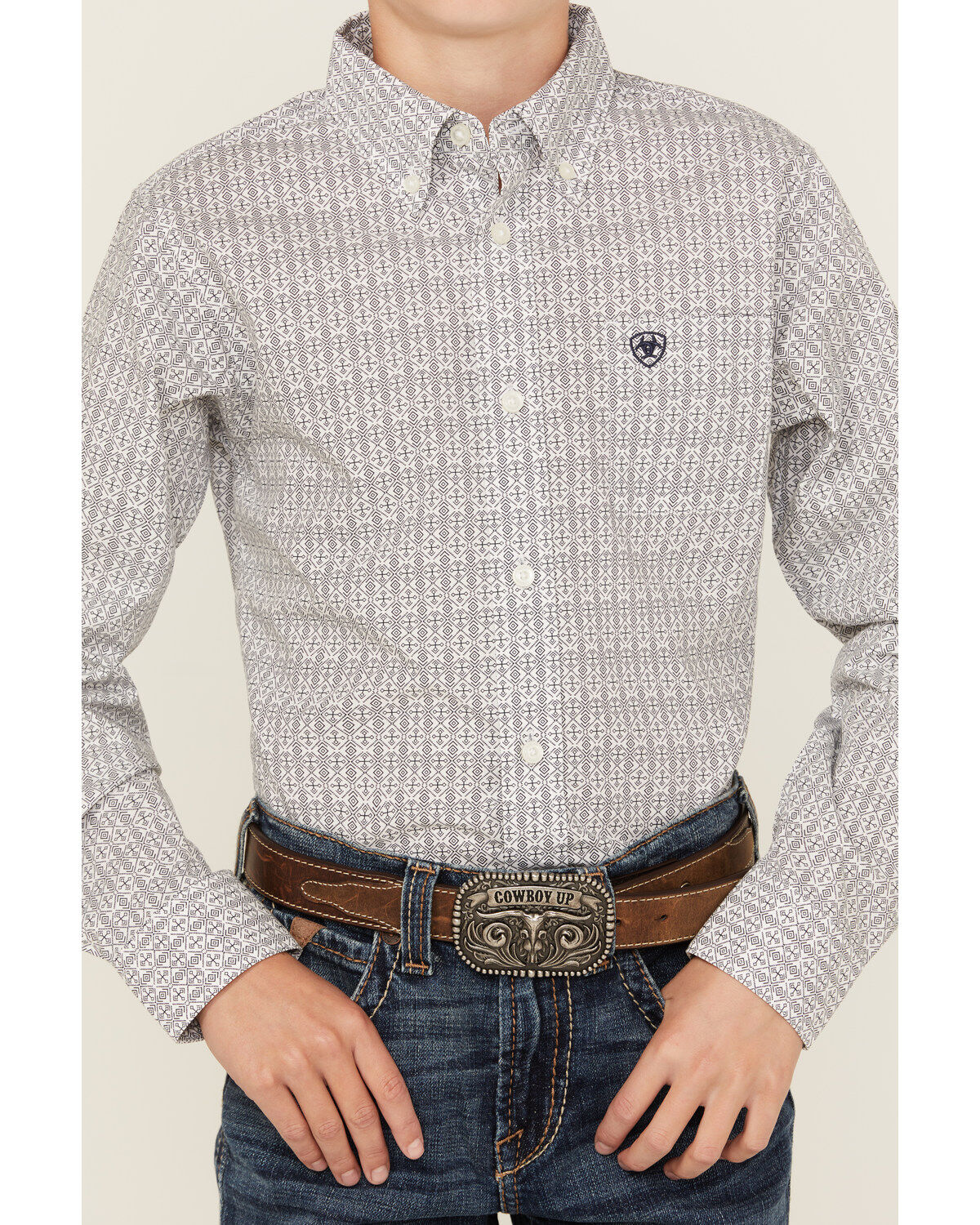 Ariat Boys' Classic Geo Print Long Sleeve Button-Down Western Shirt