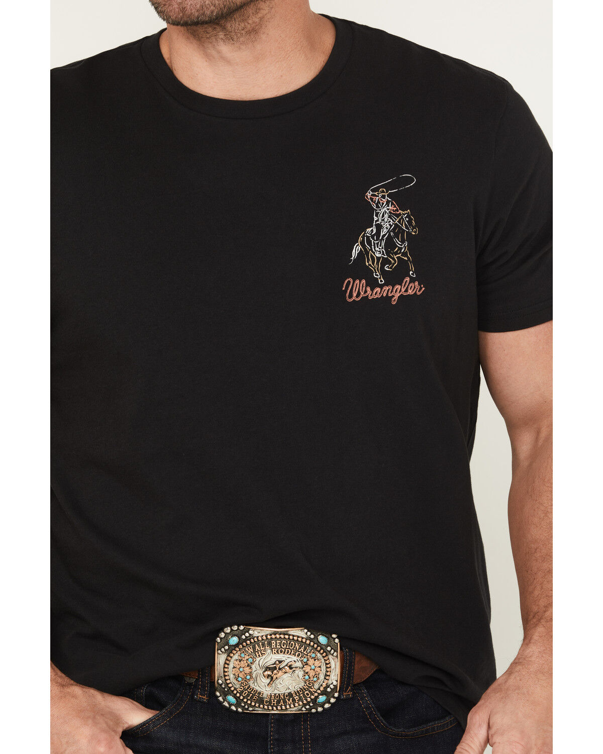 Wrangler Men's Neon Roping Cowboy Logo Short Sleeve Graphic T-Shirt