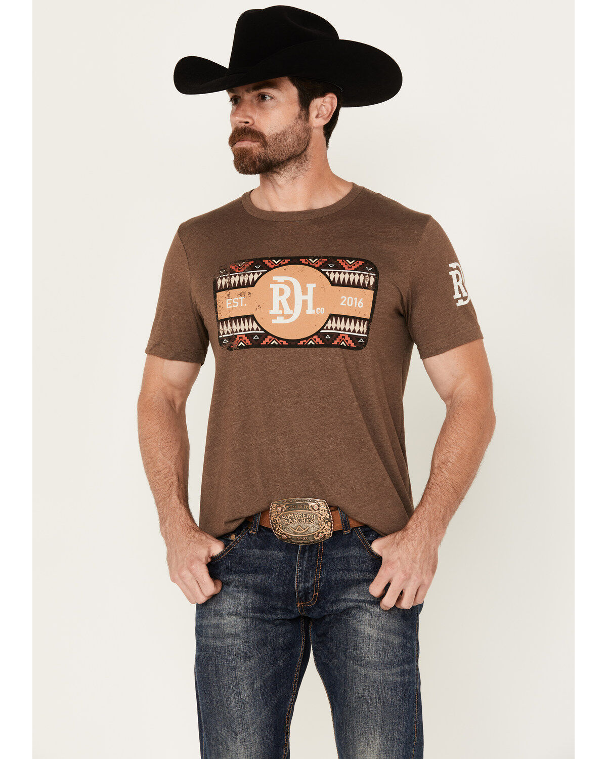 Red Dirt Hat Men's Copper Southwestern Print Logo Short Sleeve Graphic T-Shirt