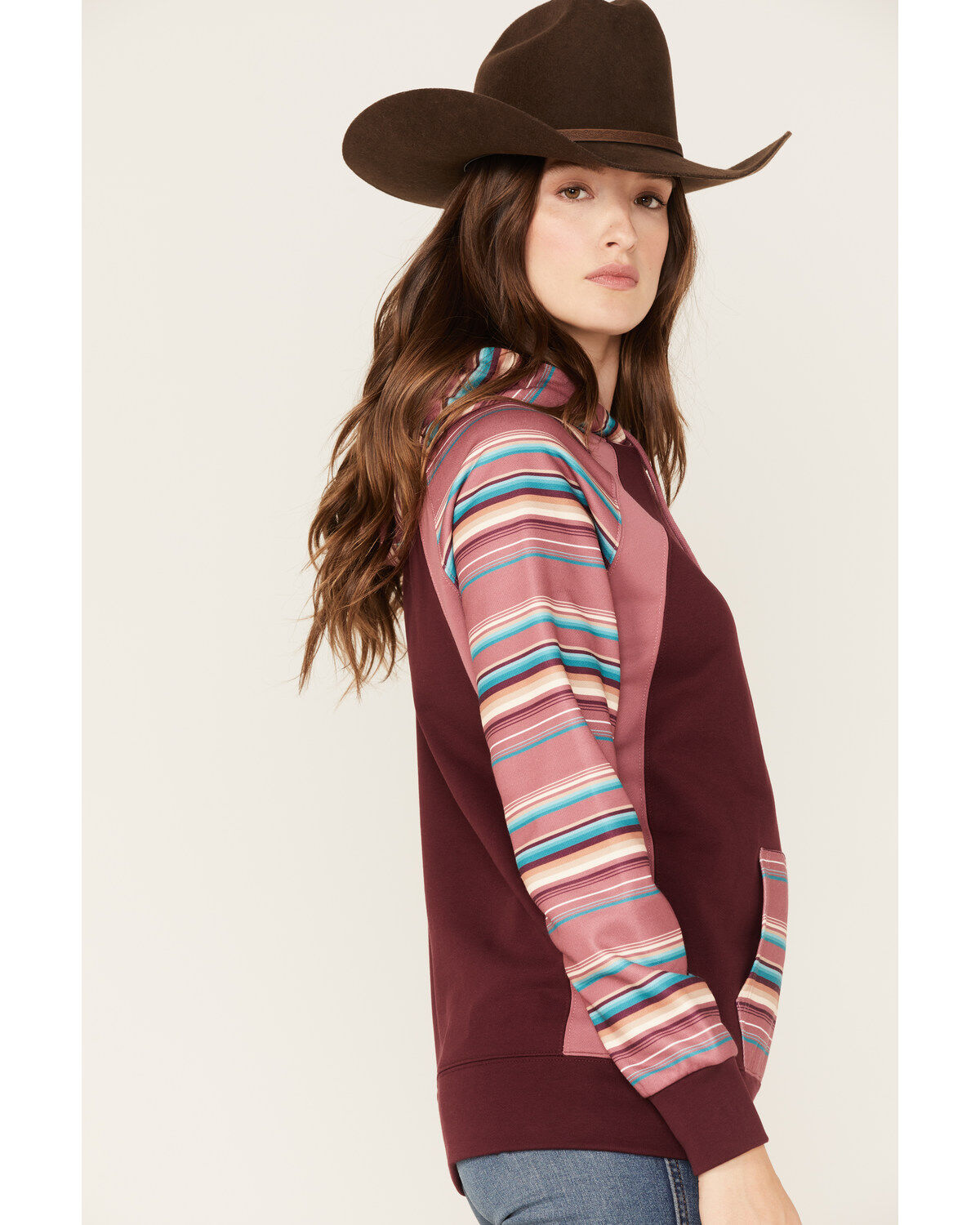 Hooey Women's Serape Stripe Contrast Print Savannah Hoodie