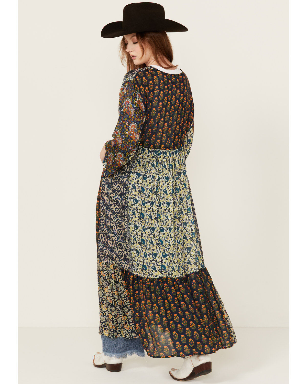 Free People Women's Long Geo Print Kimono