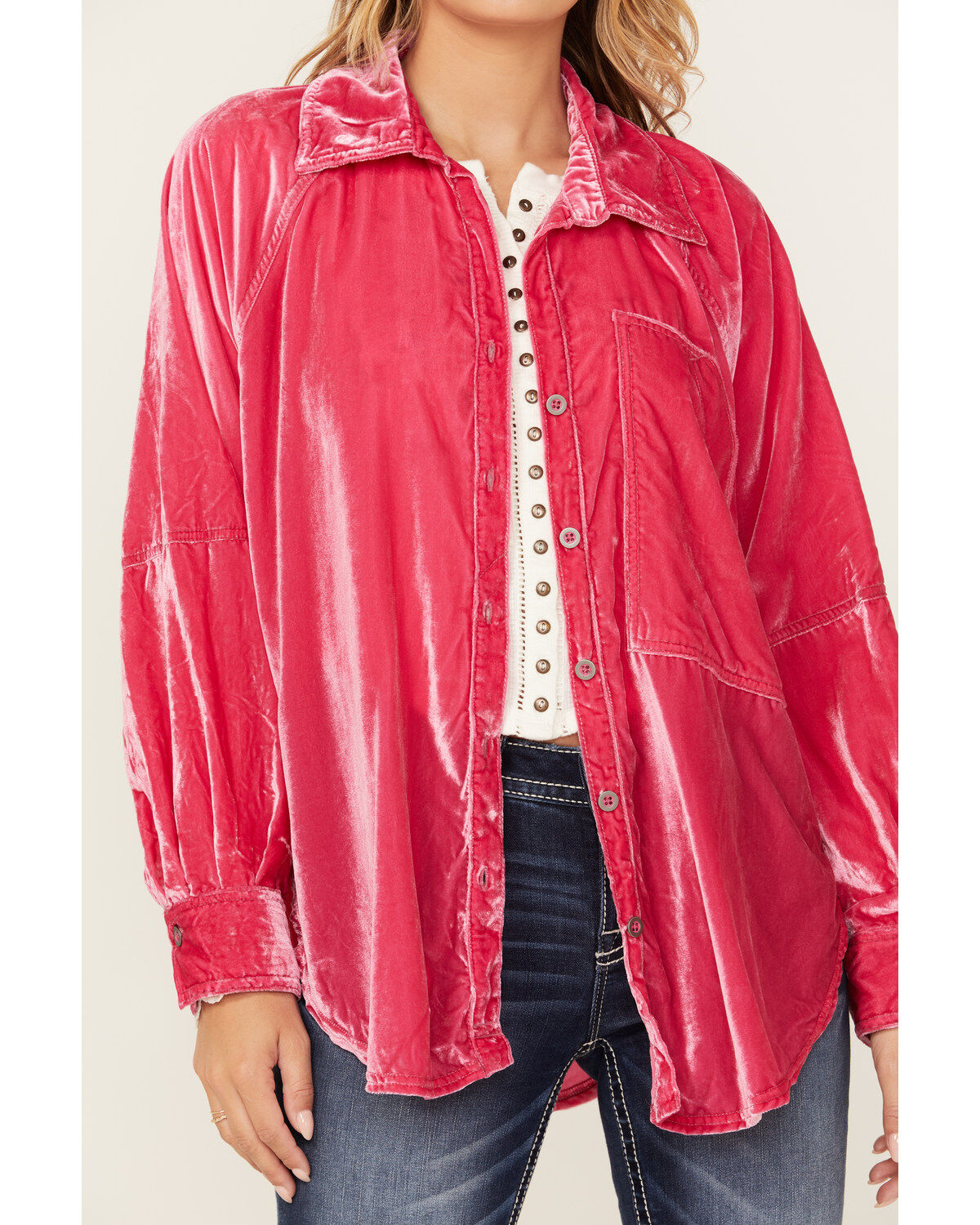 Free People Women's Night Skies Velvet Long Sleeve Top