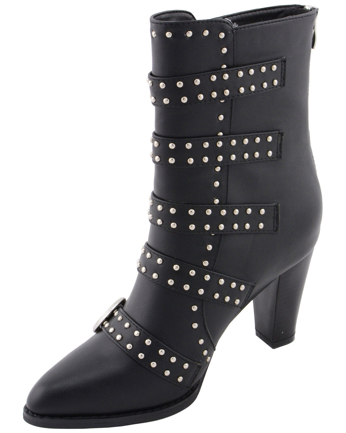 Milwaukee Leather Women's Studded Buckle Up Boots - Round Toe