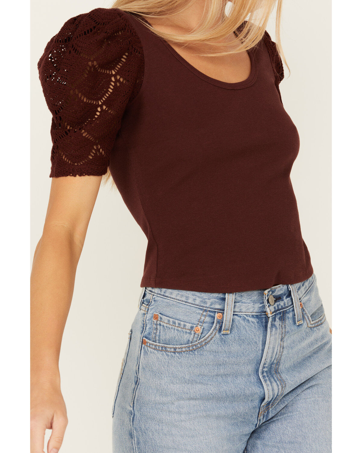 Shyanne Women's Crochet Sleeve Top