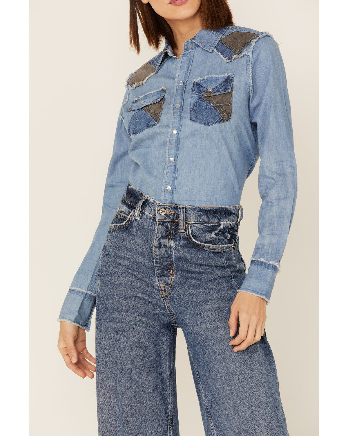 Kimes Ranch Women's KC Patched Denim Western Shirt