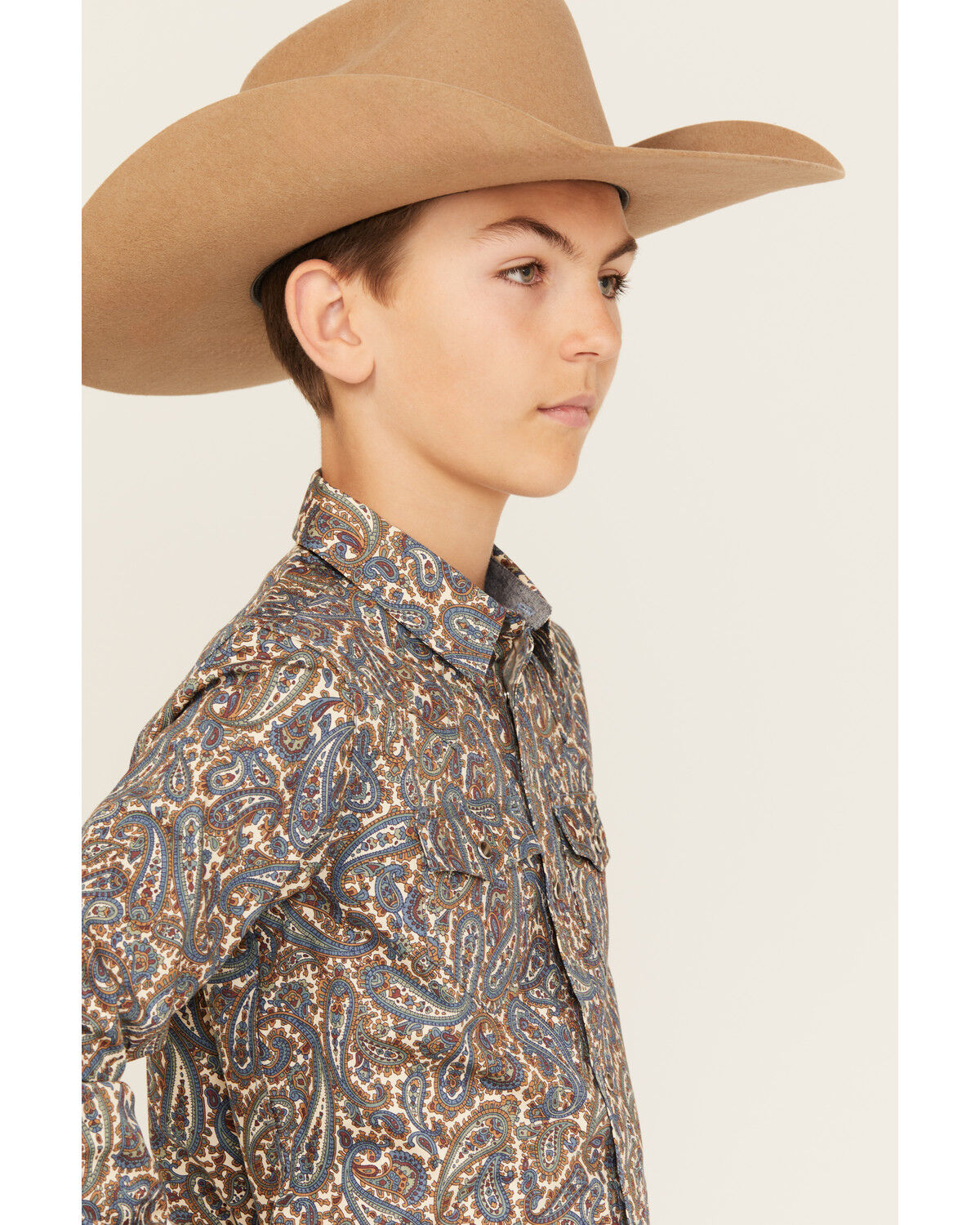 Cody James Boys' Madera Paisley Print Long Sleeve Snap Western Shirt