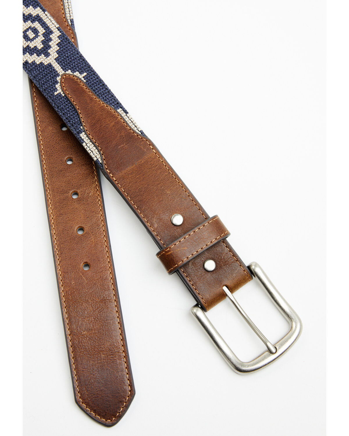 Cody James Men's Clayton Southwestern Cross Stich Leather Belt
