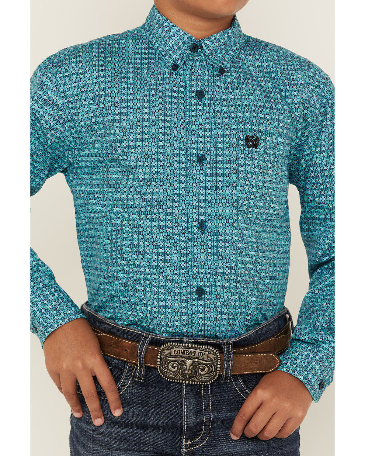 Cinch Boys' Printed Long Sleeve Button-Down Western Shirt