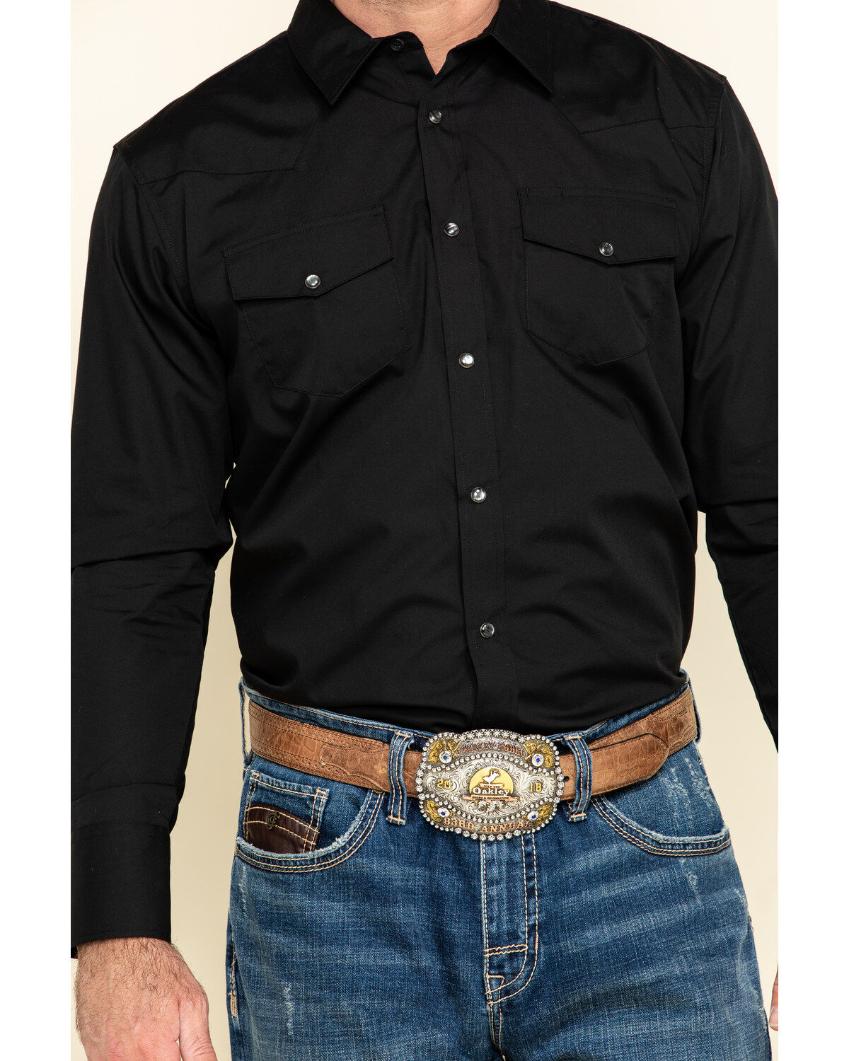 Gibson Men's Basic Solid Long Sleeve Pearl Snap Western Shirt