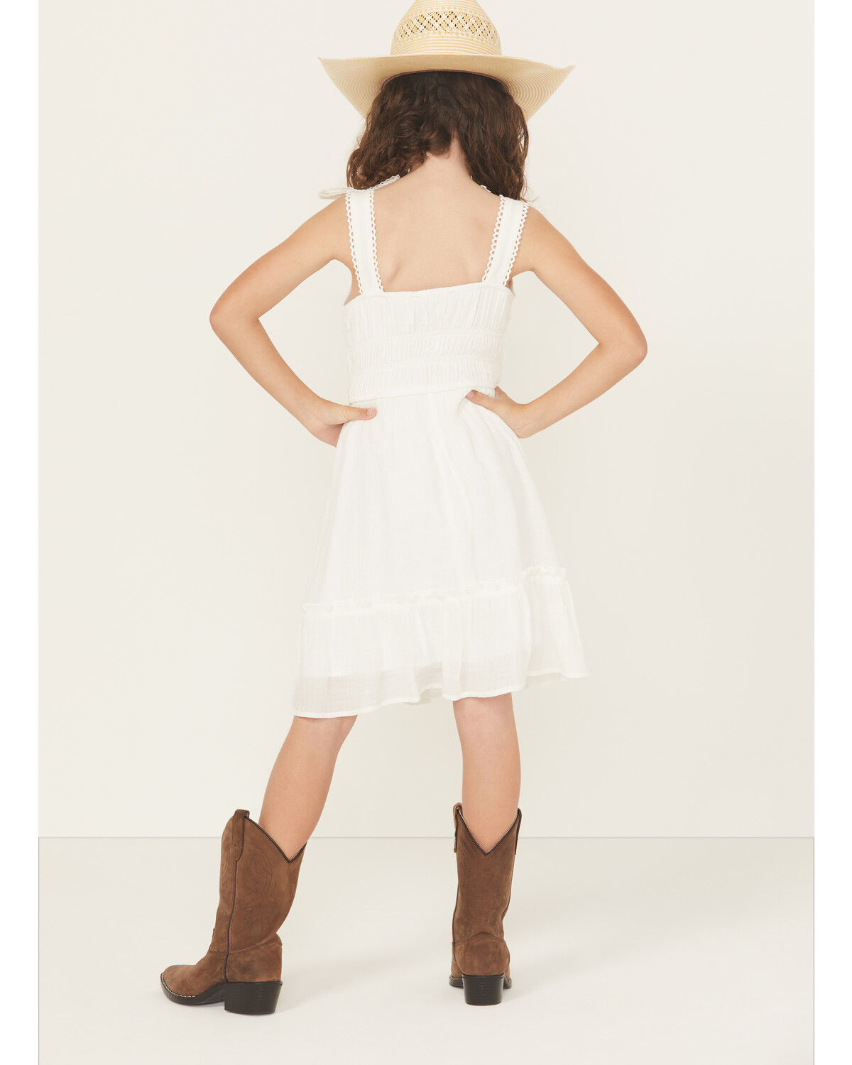 Ash & Violet Girls' Solid Bow Sleeve Dress