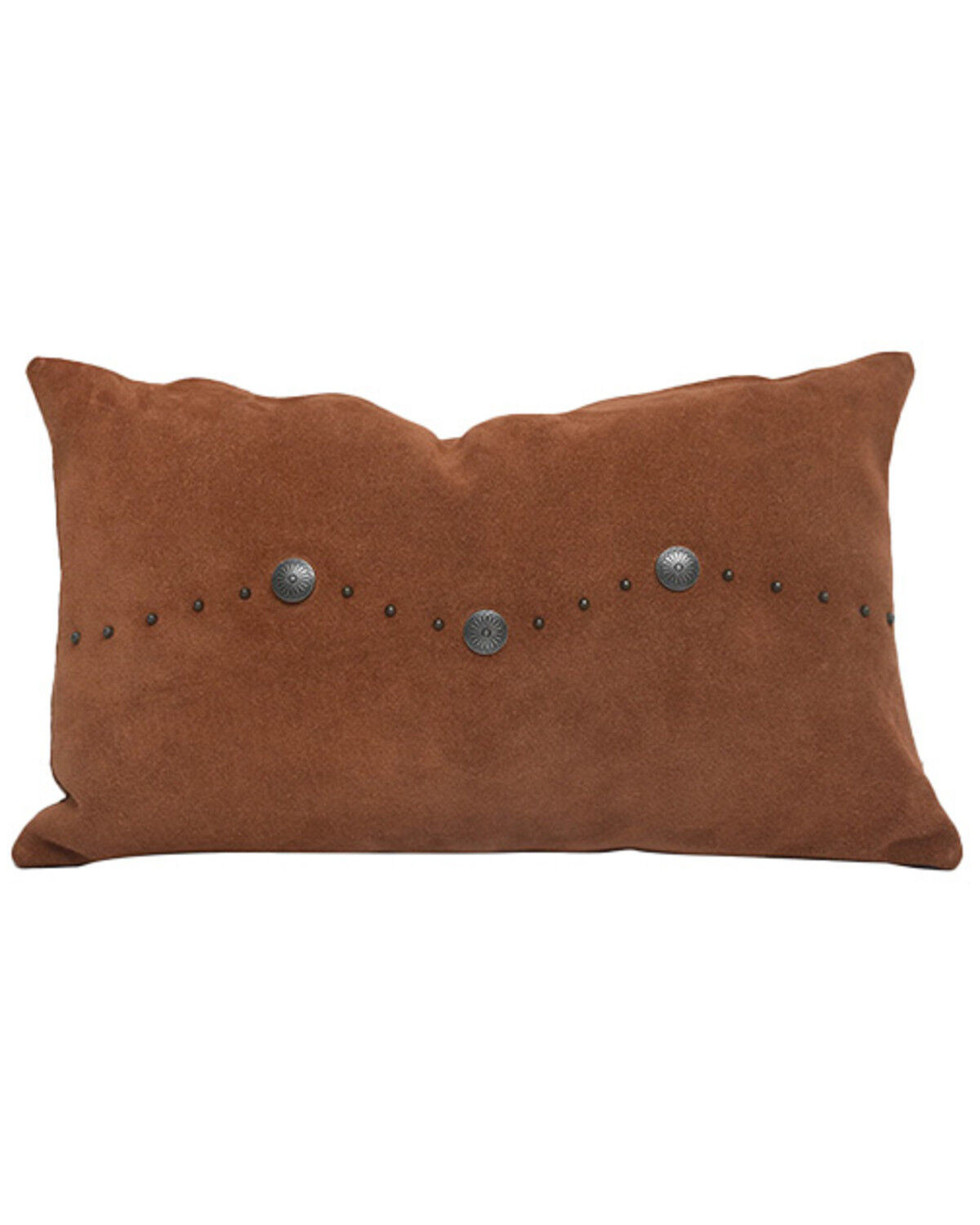 HiEnd Accents Western Suede Antique Silver Concho & Studded Lumbar Pillow