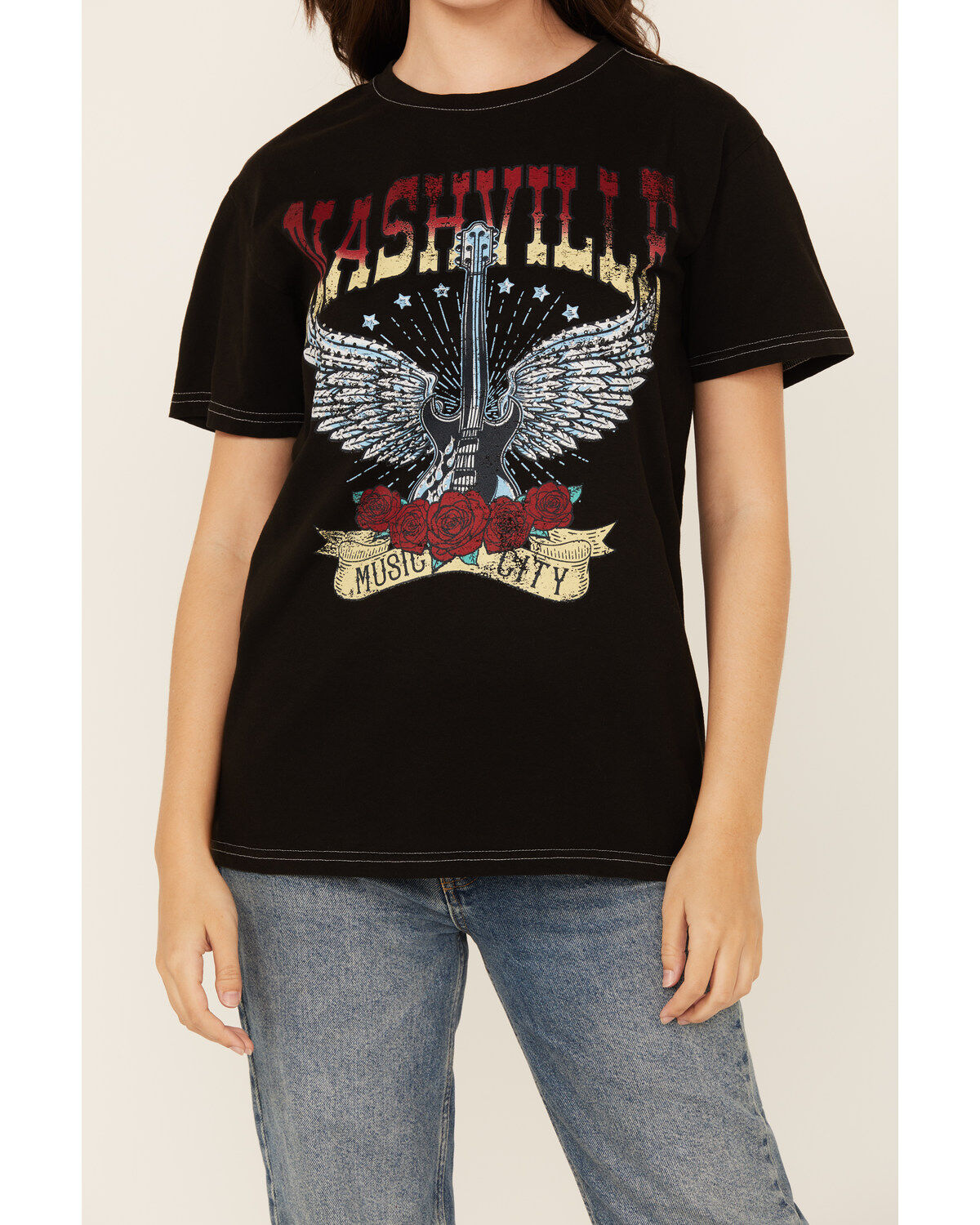 Cut & Paste Women's Nashville Guitar Short Sleeve Graphic Tee