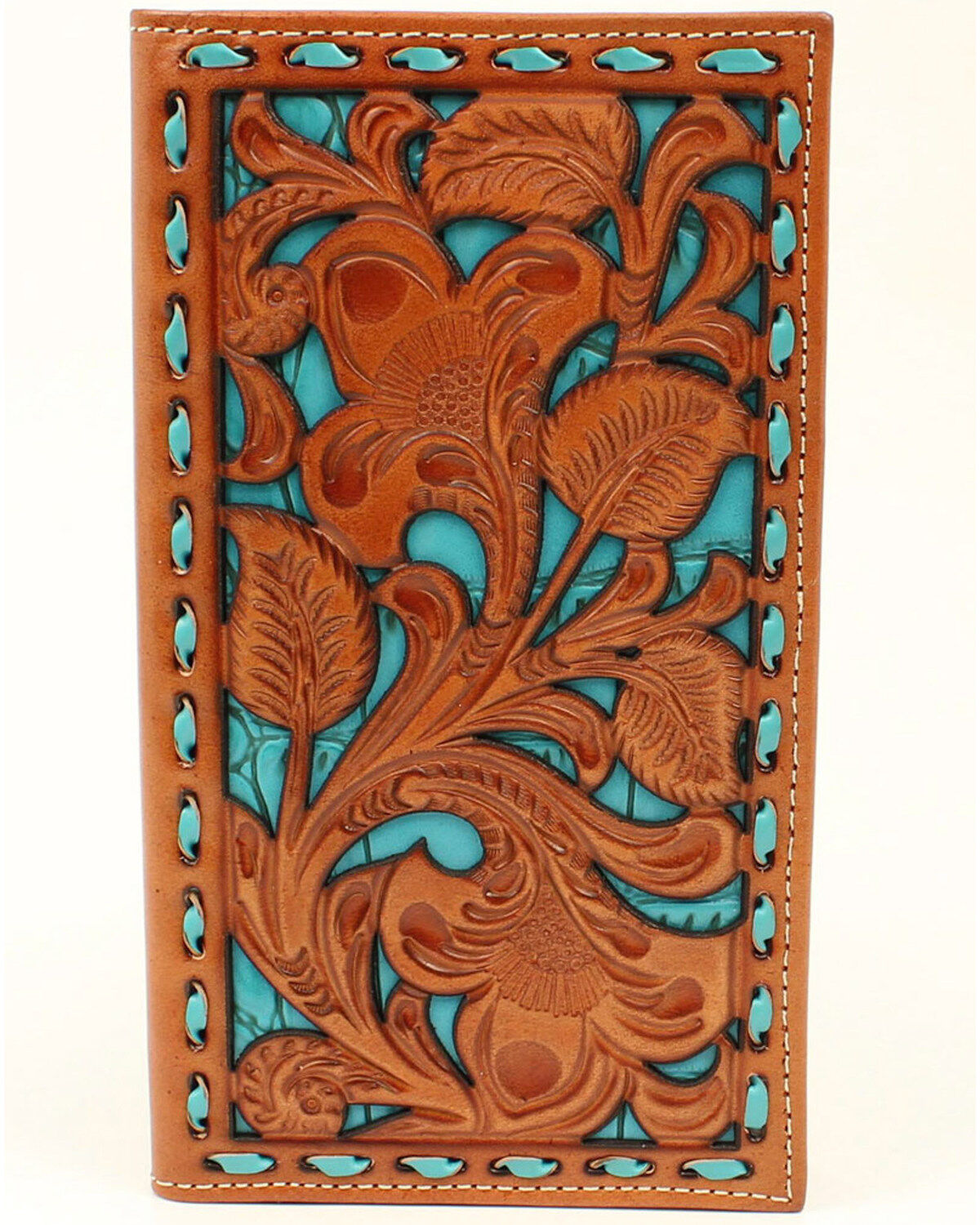 Nocona Men's Filigree With Turquoise Underlay Wallet