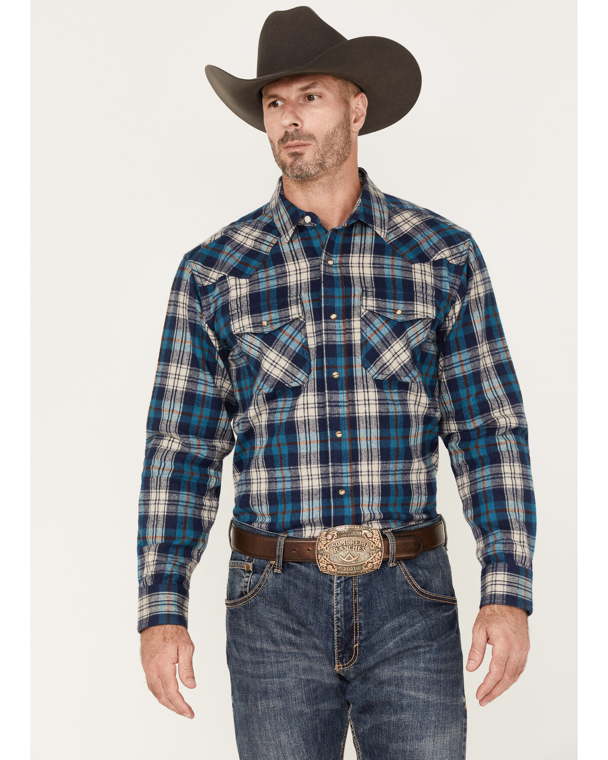 Ariat Men's Huntleigh Retro Plaid Print Long Sleeve Snap Western Flannel Shirt