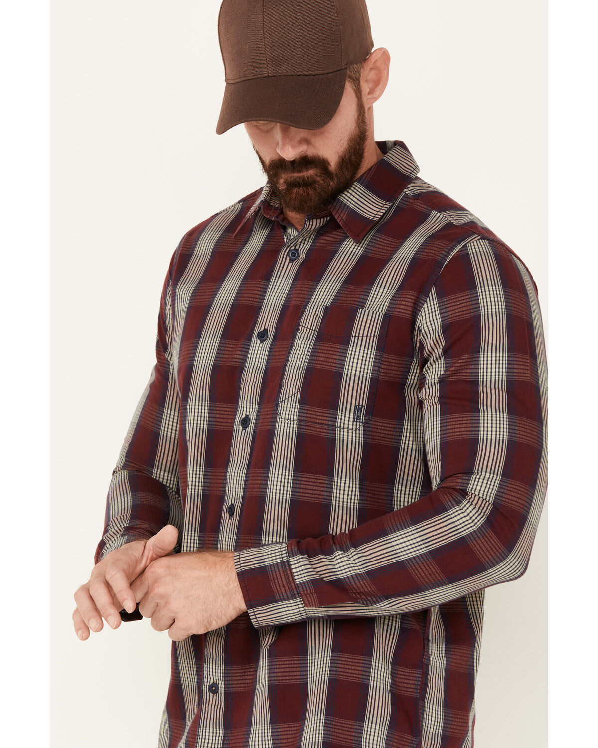 Brothers and Sons Men's Blaine Plaid Print Long Sleeve Button Down Shirt