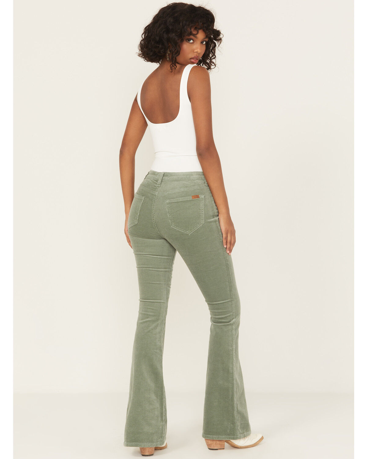 Rock & Roll Denim Women's High Rise Bargain Corduroy Button Flare Jeans