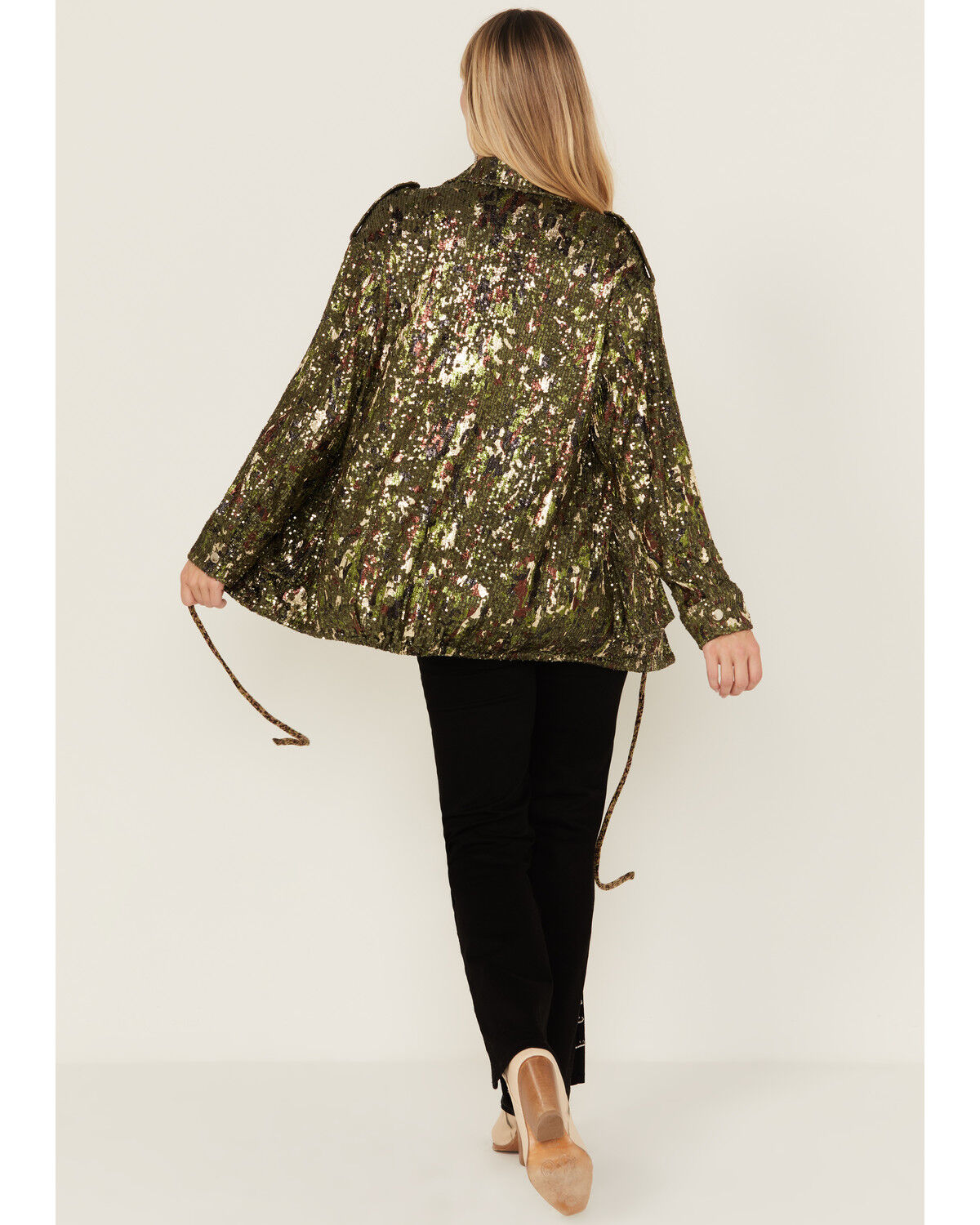 Miss Me Women's Camo Print Sequins Utility Jacket