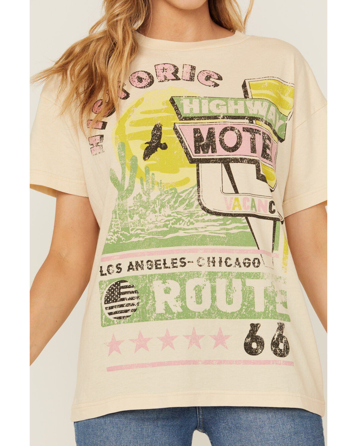 Cleo + Wolf Women's Route 66 Oversized Short Sleeve Graphic Tee