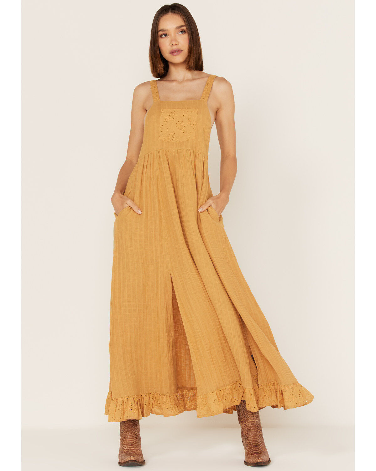Cleo + Wolf Women's Textured Paisley Eyelet Lace Overall Maxi Dress