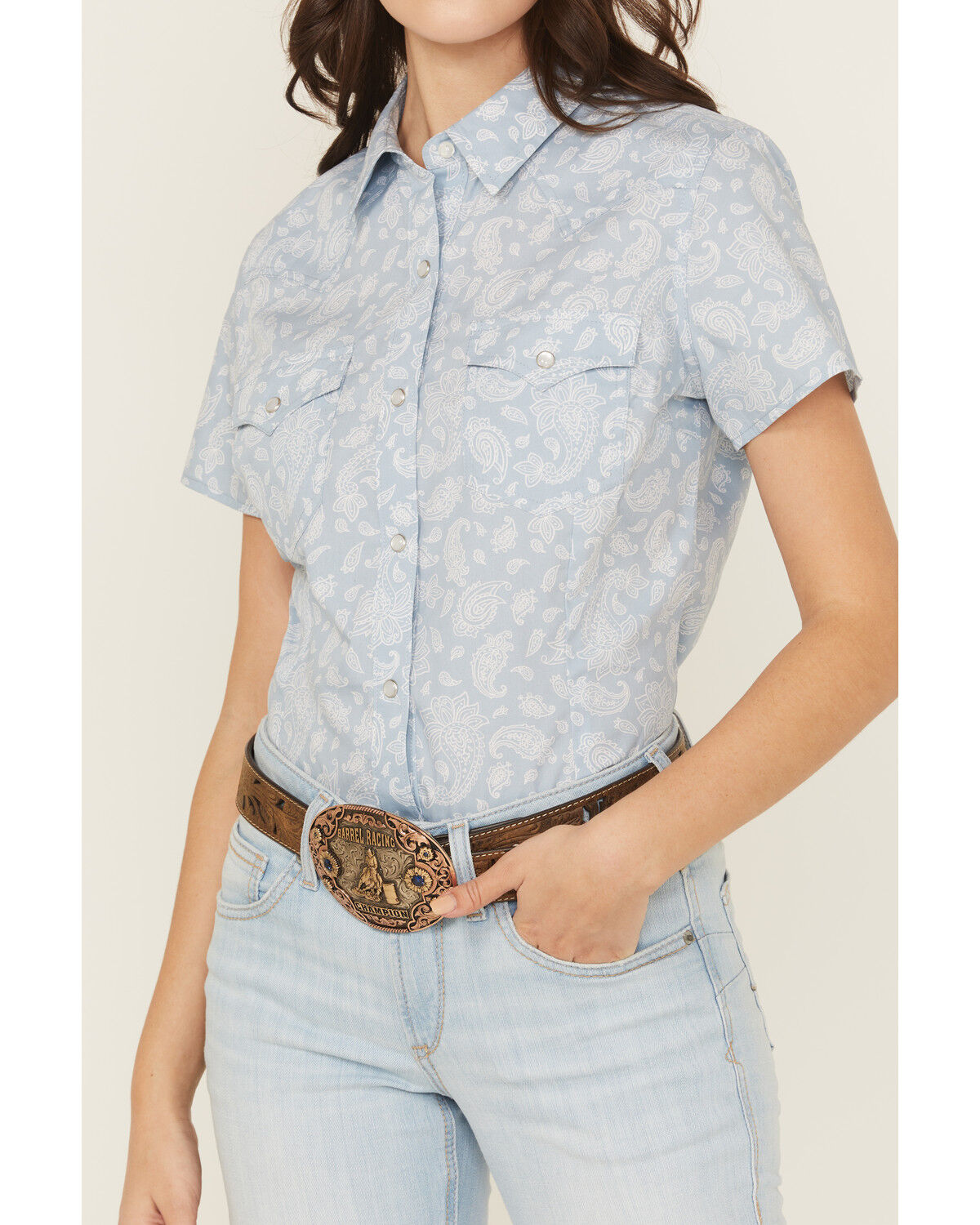 Wrangler Retro Women's Boot Barn Exclusive Paisley Print Short Sleeve Pearl Snap Western Shirt