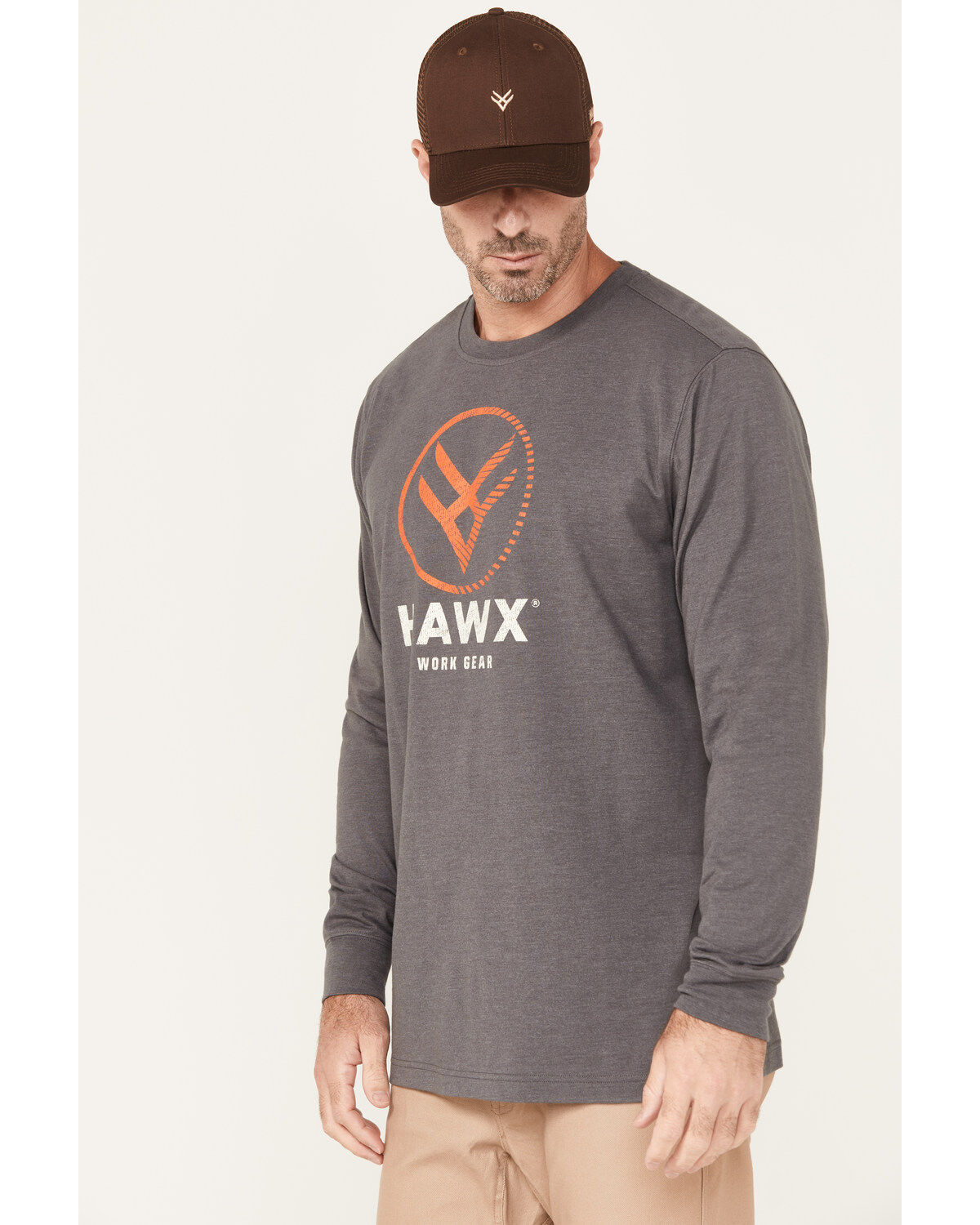 Hawx Men's Stam Logo Long Sleeve Graphic Work T-Shirt