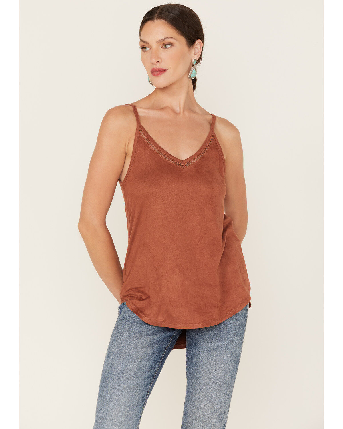 Shyanne Women's Faux Suede Latter Trim Cami