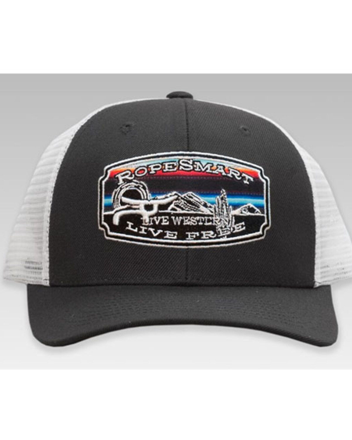 Ropesmart Men's Gray Serape Live Free Embroidered Patch Mesh-Back Ball Cap