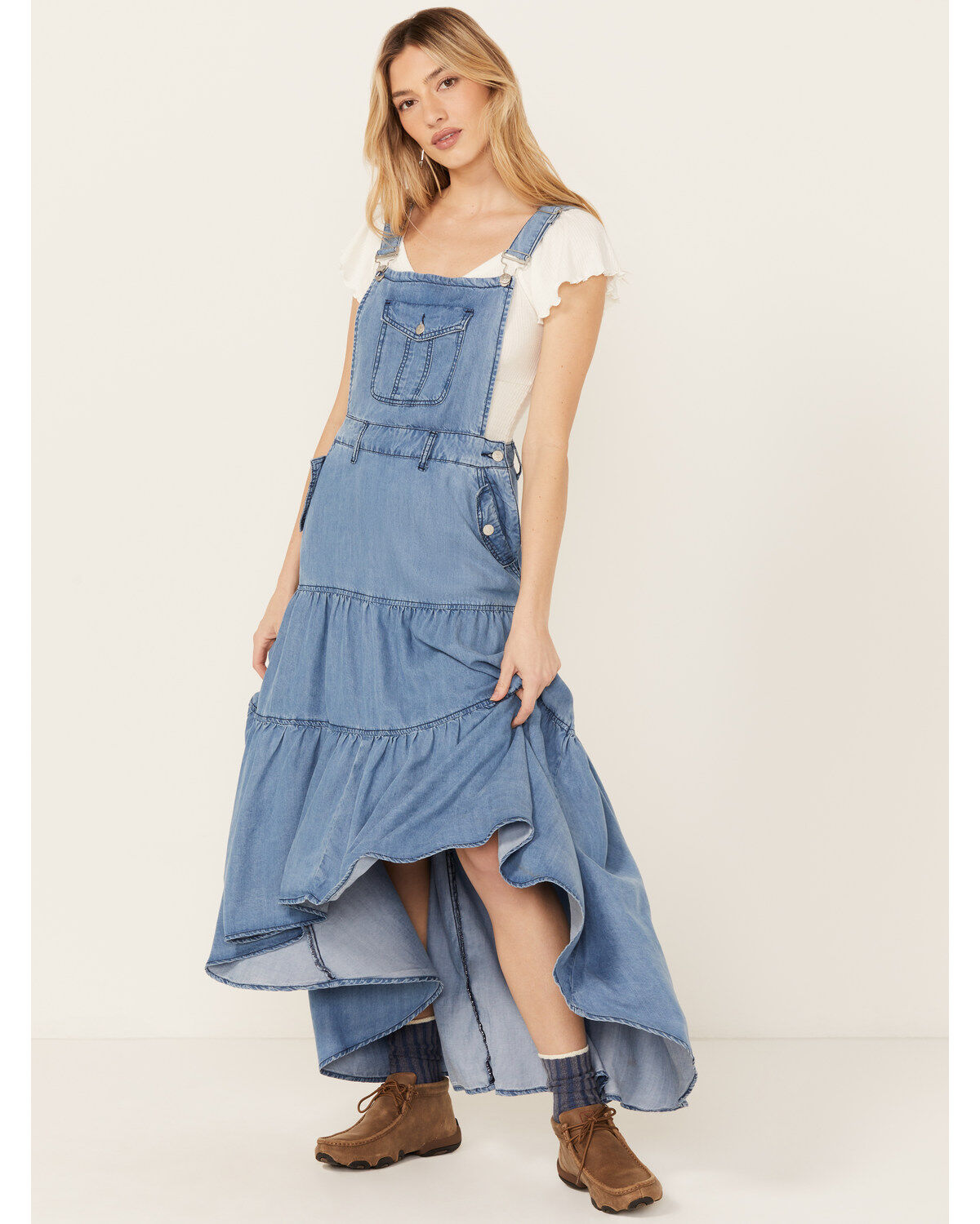 Vibrant Denim Women's Medium Wash Overall Denim Dress