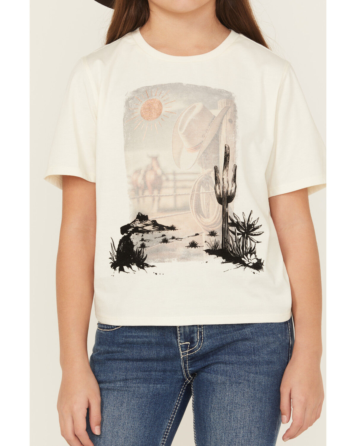 Shyanne Girls' Real Felt Scenic Short Sleeve Graphic Tee