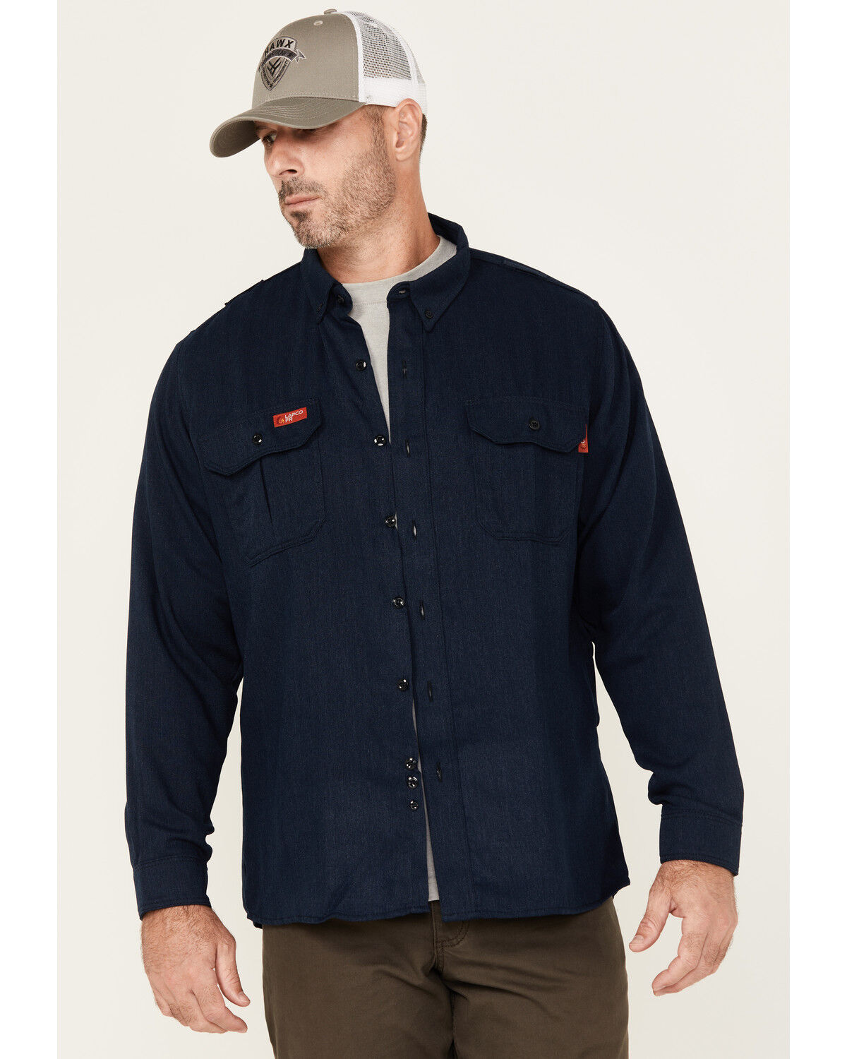 Lapco Men's FR Modern Uniform Long Sleeve Button-Down Work Shirt