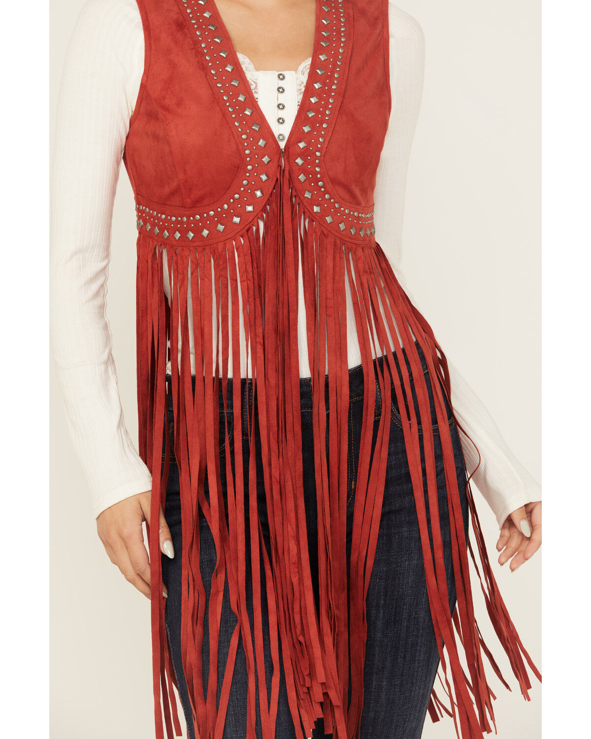 Idyllwind Women's Walnut Studded Faux Suede Fringe Vest