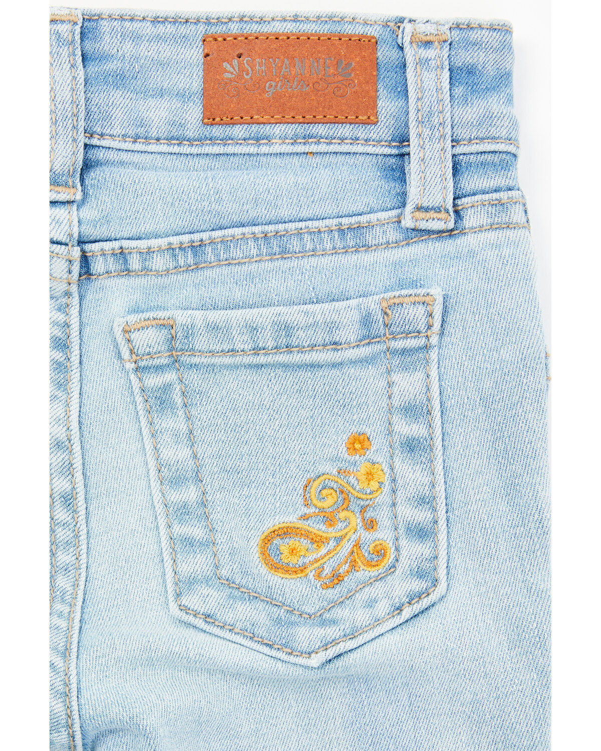 Shyanne Toddler Girls' Floral Embroidered Light Wash Flare Stretch Denim Jeans
