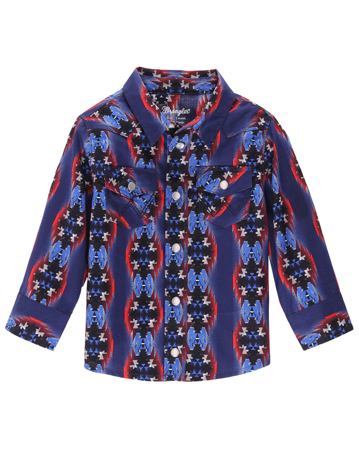 Wrangler Toddler Boys' Checotah Print Long Sleeve Snap Western Shirt