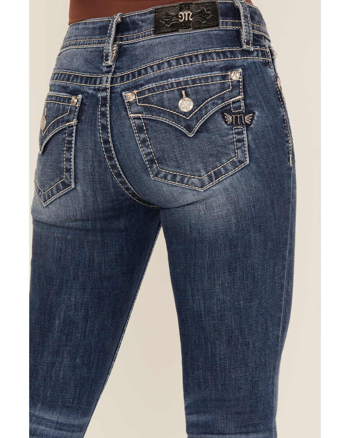 Miss Me Women's Medium Wash Mid Rise Bootcut Stretch Denim Jeans