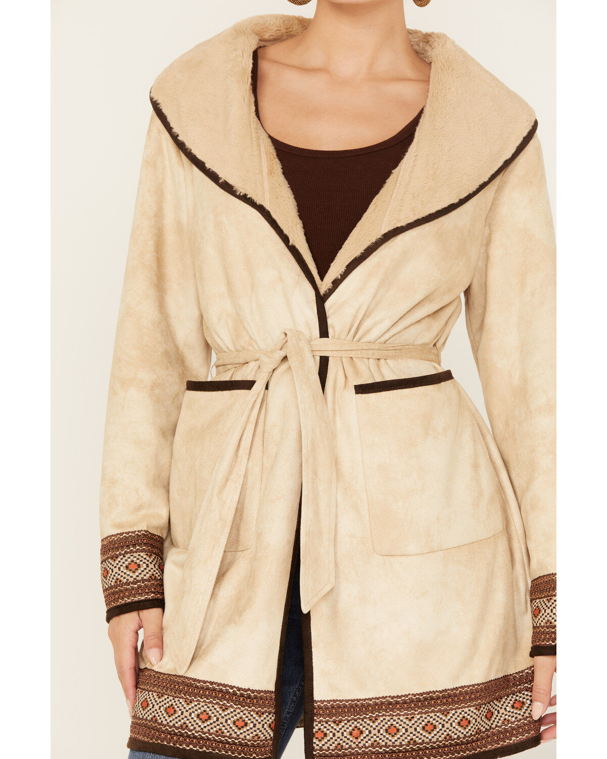 Tasha Polizzi Women's Raquel Faux Suede Border Print Jacket