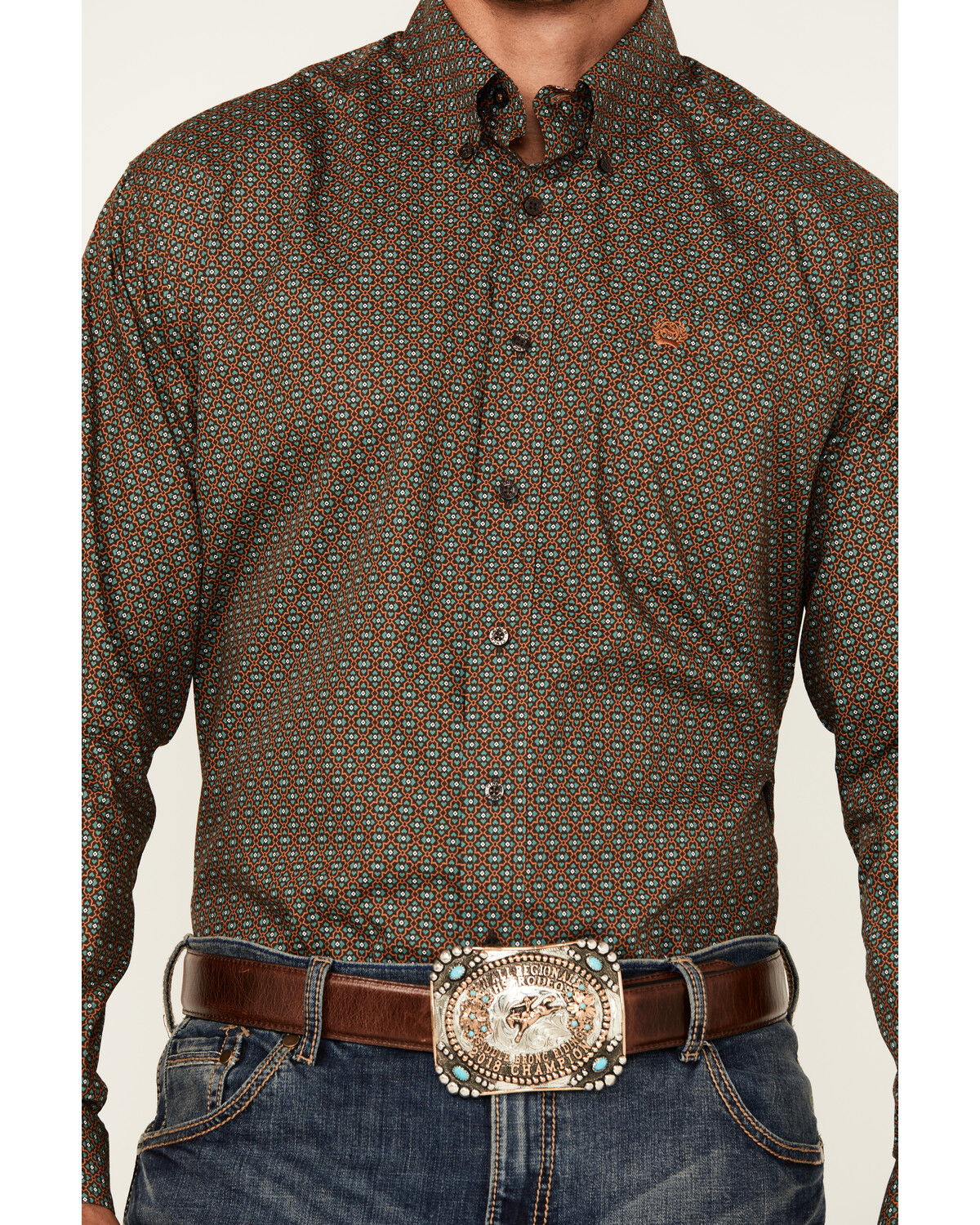 Cinch Men's Geo Print Long Sleeve Button-Down Western Shirt