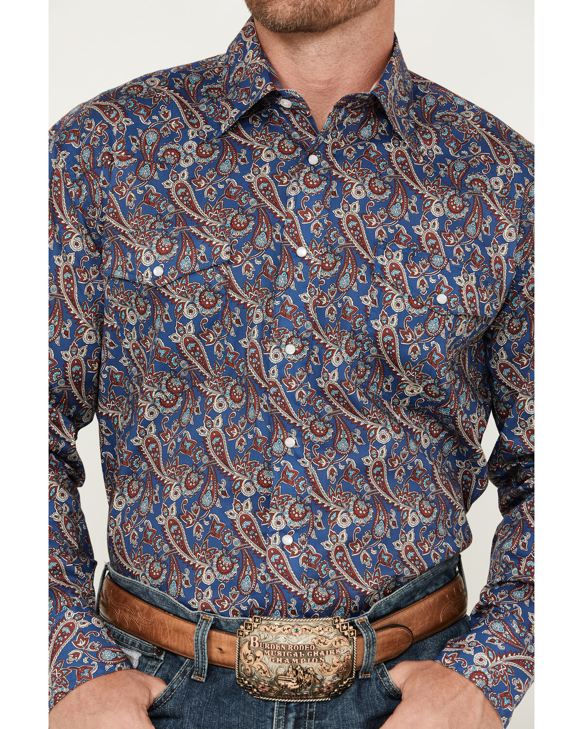 Roper Men's Amarillo Paisley Print Long Sleeve Pearl Snap Western Shirt