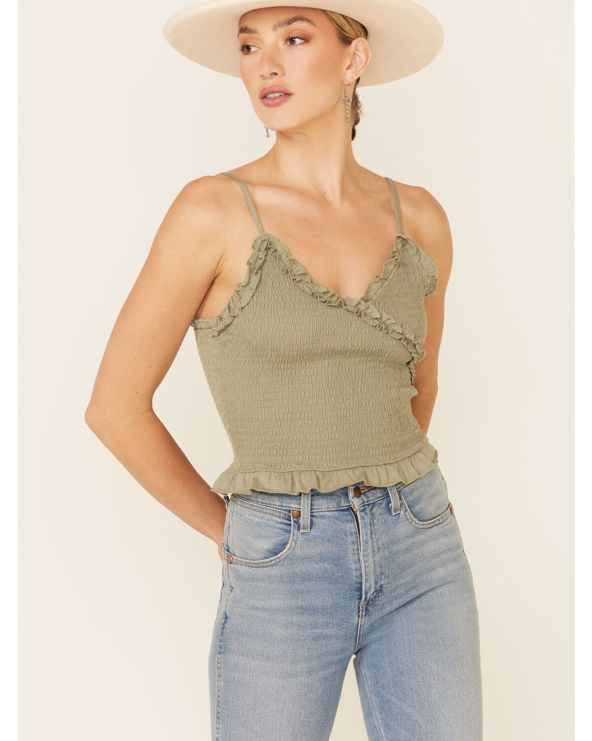 Eyeshadow Women's Smocked Crop Cami