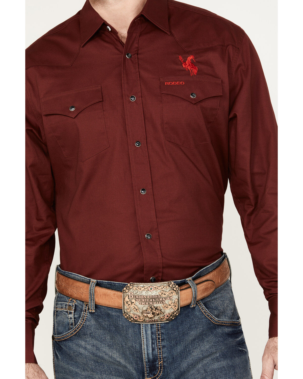 Rodeo Clothing Men's Mexico Logo Long Sleeve Snap Western Shirt