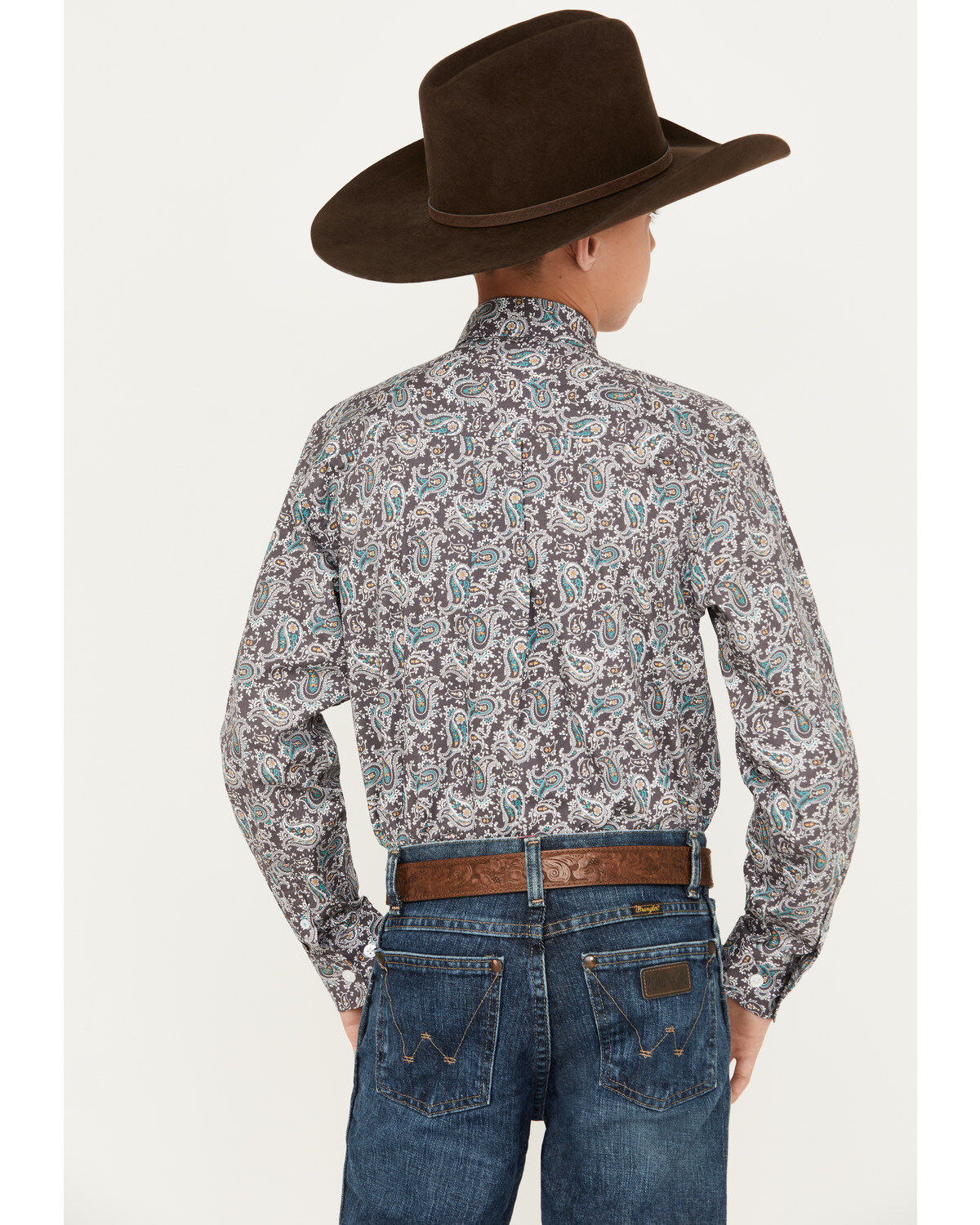 Cinch Boys' Paisley Print Long Sleeve Button-Down Western Shirt