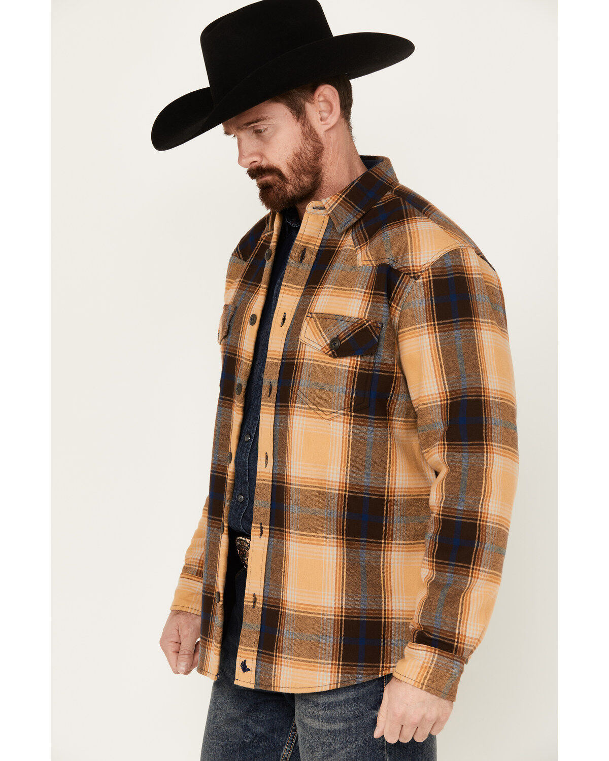 Cody James Men's Plaid Print Long Sleeve Button-Down Shirt Jacket