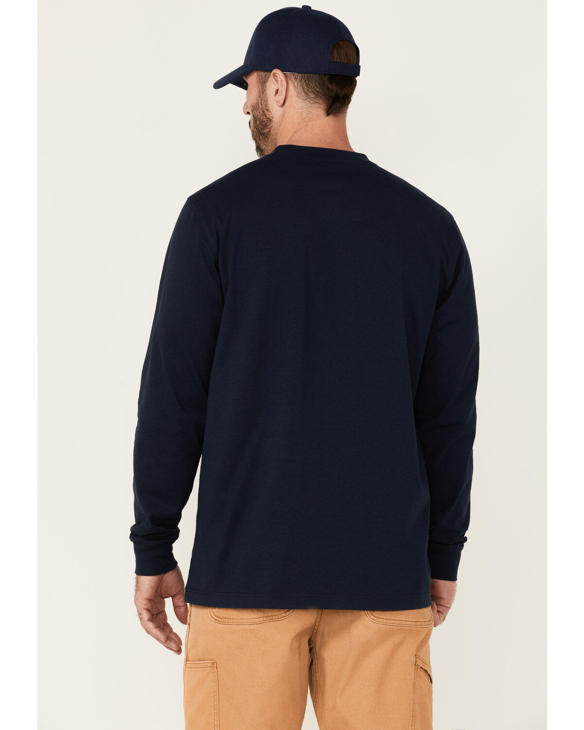 Hawx Men's Solid Navy Forge Long Sleeve Work Pocket T-Shirt - Tall