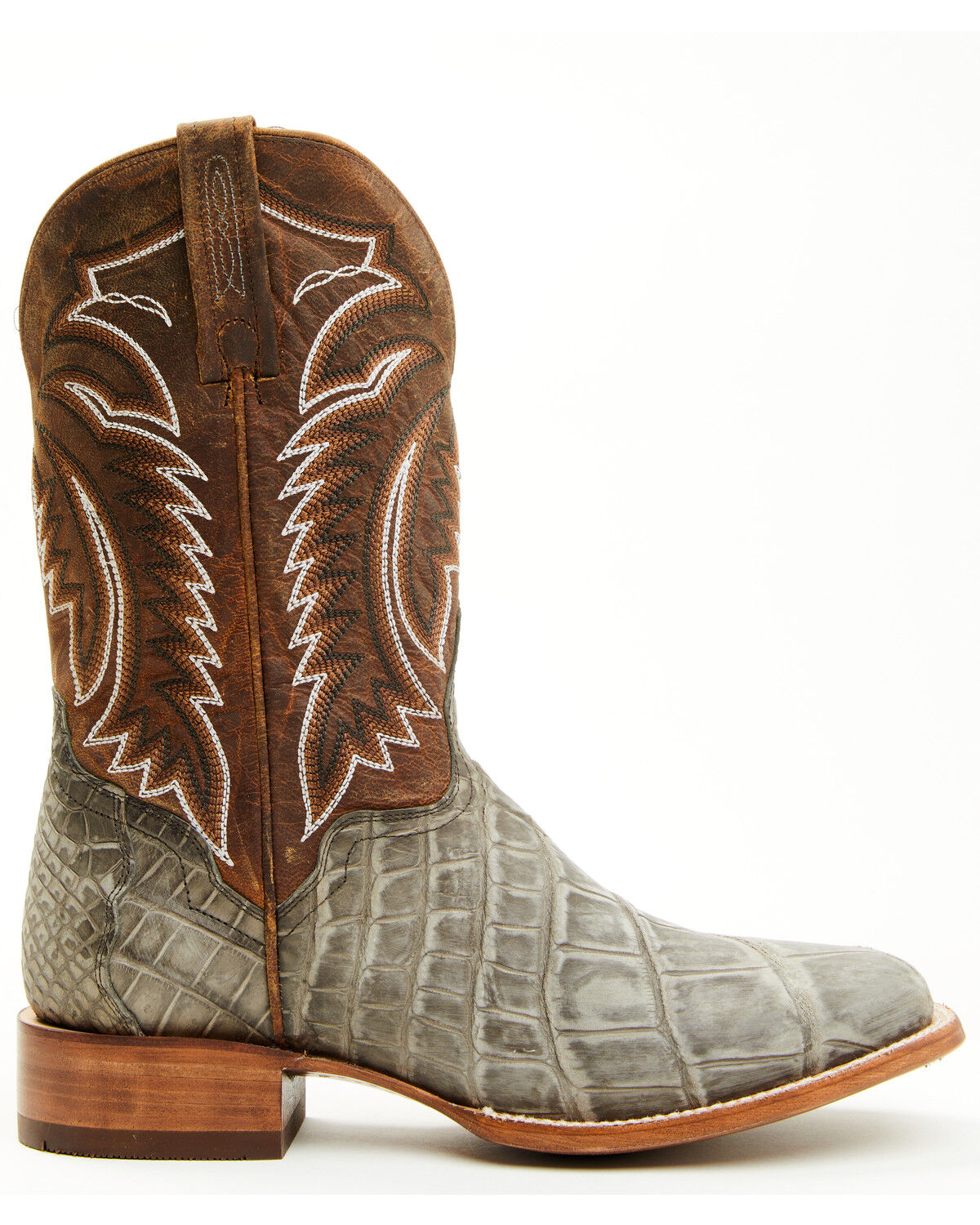 El Dorado Men's Exotic American Alligator Western Boots - Broad Square Toe