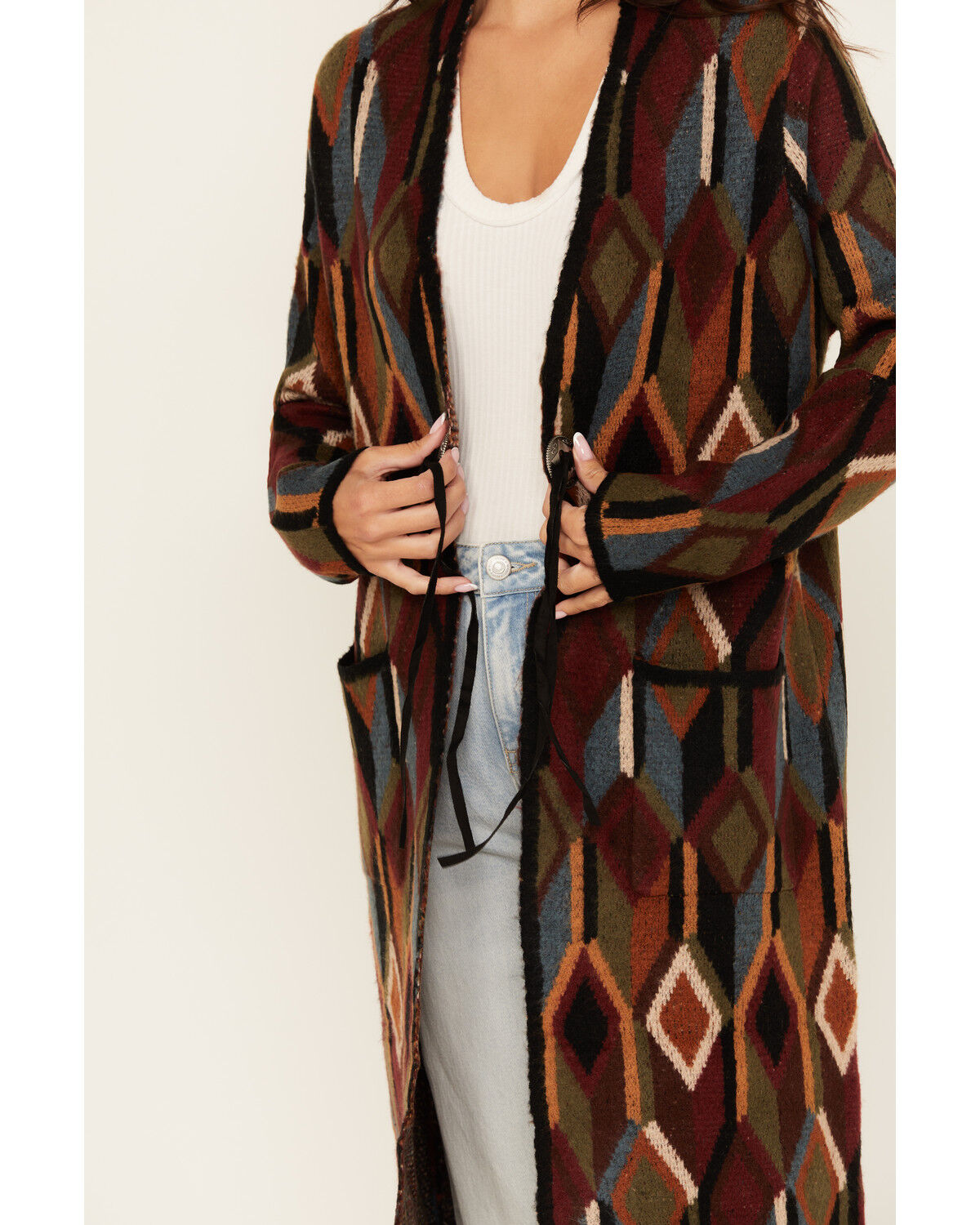 Cotton & Rye Women's Mosaic Concho Long Cardigan
