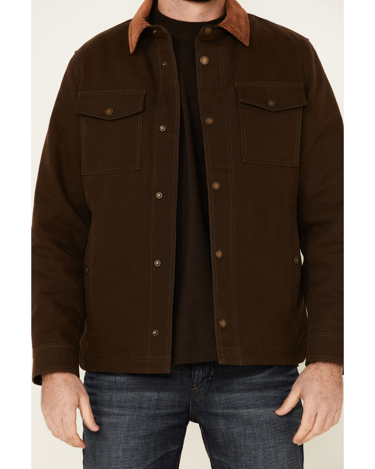 Pendleton Men's Solid Olive Canvas Snap-Down Shirt Jacket