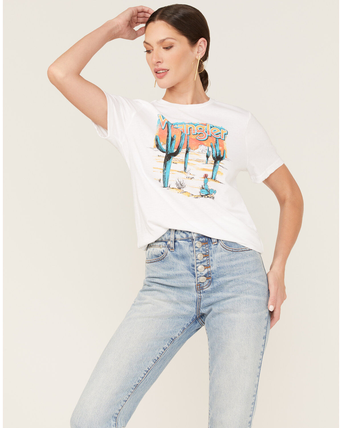 Wrangler Women's Boot Barn Exclusive Sunset Cactus Logo Graphic Tee
